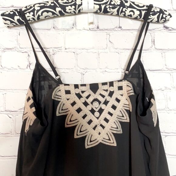THML Chiffon‎ V-Neck Embroidered Maxi Dress Black S - Picture 7 of 13